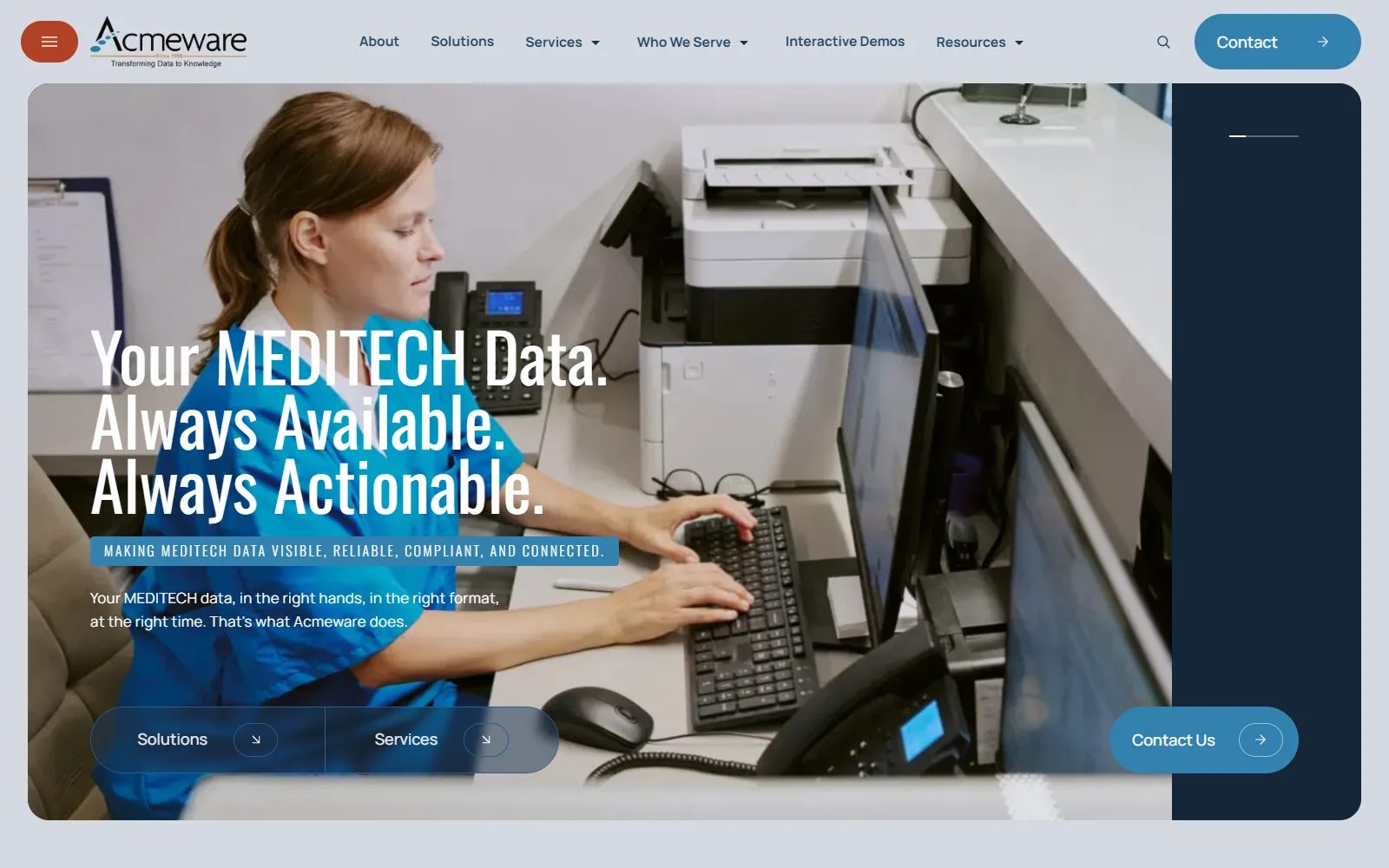 The Acmeware website UPWARD built