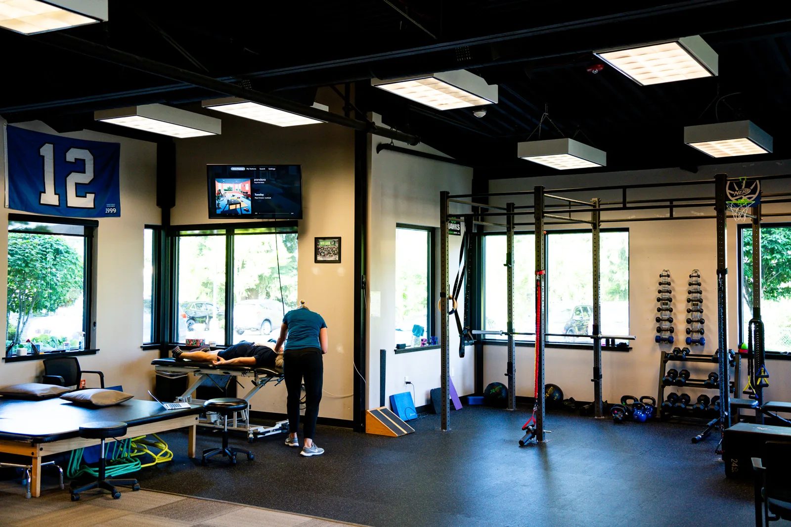 Inside a busy IRG physical therapy practice, photographed by UPWARD