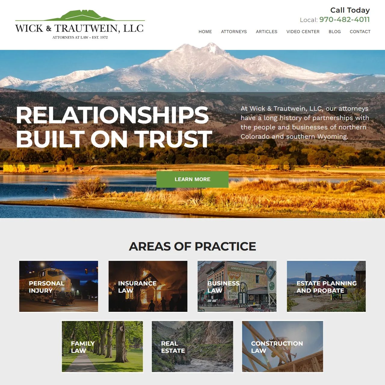 The Wick & Trautwein website before UPWARD, home page